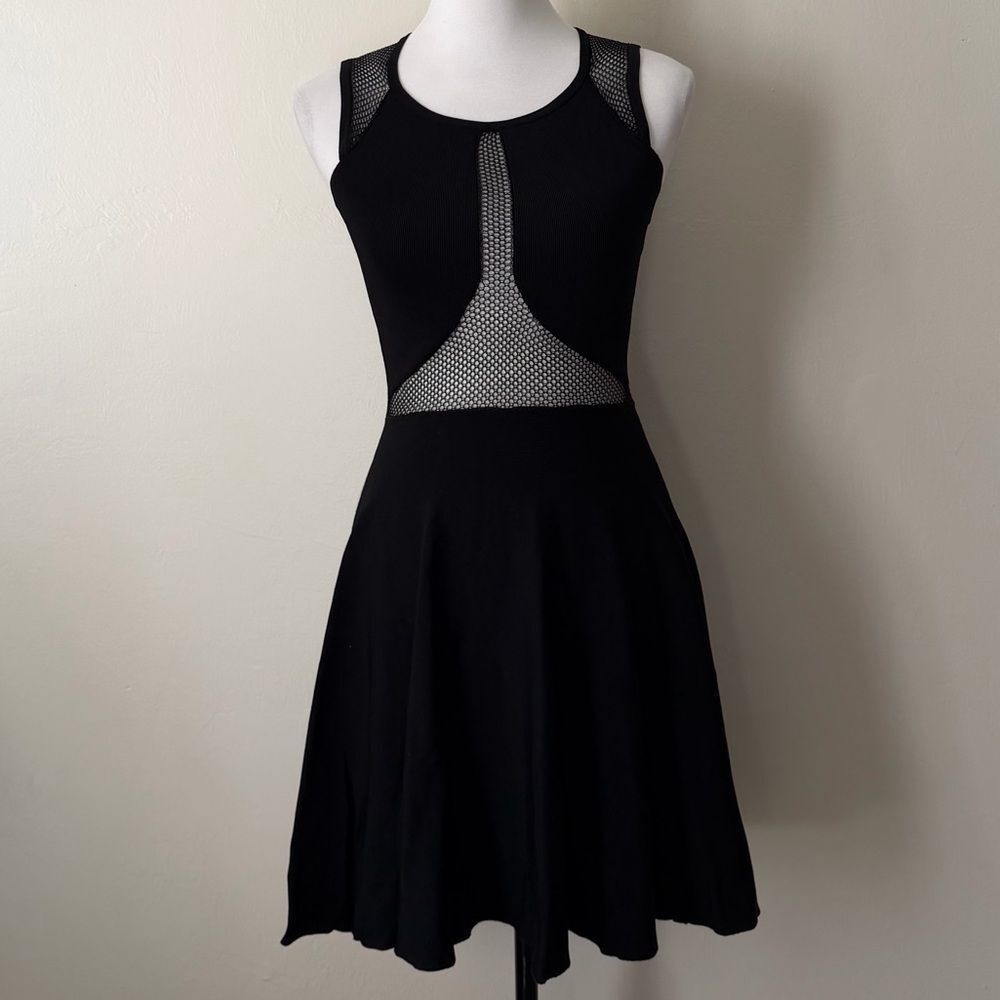 Marciano Black Mesh Detail Mini Dress
